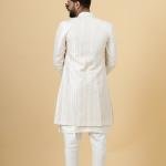 Alluring Thread Embroidered Off-White Open Sherwani for Men - Father Son Combo | Jaipurio